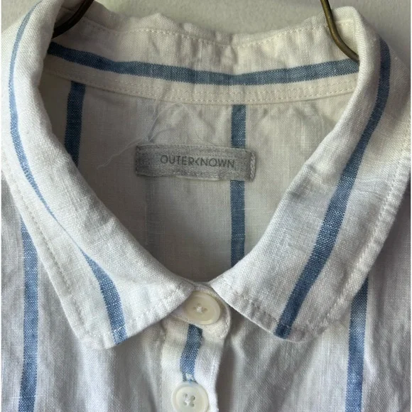 Outerknown S.E.A. Suit Shortall Linen Blend Sailing Stripe Blue - Picture 6 of 7